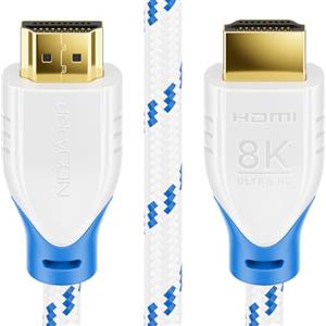 deleyCON 0,5m 8K Cavo Corto HDMI 2.1 (48G, ULTRA Highspeed) 8K@60Hz 4K@120Hz 2K@144Hz/165Hz EARC HDCP 2.3/2.2 - Compatibile con Xbox DTS:X HDR Dinamico Dolby Atmos TV PS5 Soundbar Monitor - Bianco
