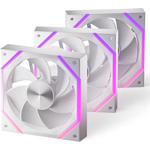 AsiaHorse Nyota Ventola per PC RGB da 120 mm Reverse, 3 pezzi [HDB] 2000 RPM/61.5 CFM/2,16 MMH2O ARGB Ventola 5 V3 PIN ARGB e 12 V4 PIN PWM, durata 50,000 ore