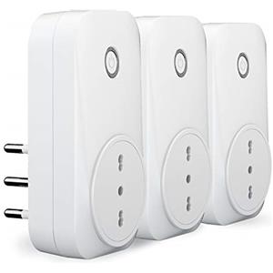 Meross Presa WiFi Italiana, Presa Smart con Monitoraggio Energia, Compatibile con Amazon Alexa, Google Home, y SmartThings, Controllo Vocale y App, 16A 3840W, Type L, 3 Pezzi