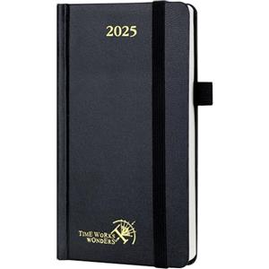 POPRUN Agenda Settimanale 2025 Piccola 16,5 x 9 cm, Copertina Rigida, Planner 2025 Tascabile con Nastro Segnalibro, Carta Spessa da 80 GSM, Nero