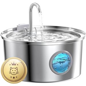GIOTOHUN Fontanella per Gatti Acciaio: Fontana per Gatti Automatico - 3.2L Fontanella Gatto - Fontanella Gatti - Dispenser Acqua Gatti Super Silenzioso - Distributore Acqua Gatti - con un Set di Filtri