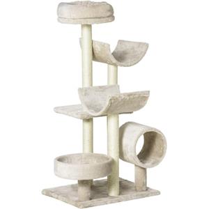 PawHut Albero Tiragraffi Gioco Giocattolo per Gatti con Diverse Piattaforme in Sisal Naturale Altezza 105cm Crema