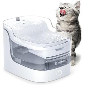 PETGUGU Fontanella per Gatti: Dispenser Acqua con Pompa Wireless, 2L Ultra-Silenzioso, Filtri Fontanella per Gatti a 8 Strati, Controllo App, WiFi 2.4G (PF1L)