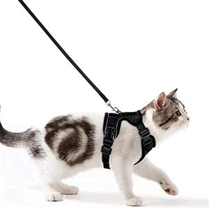 Wdmiya Pettorina per Gatti, Pettorina per Cani Taglia Piccola, Imbracatura per Gatti, Pettorina Gatto Antifuga, Collare Luminoso per Cani, Gatti Accessori (S, Nero)