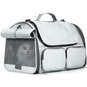 FUKUMARU Trasportino Morbido Per Cani e Gatti,44*28*30 cm.Borsa Pieghevole Per Viaggi Aereo e Auto,Trasportino Stabile con Maniglie Per Animale Domestico Taglia Piccola Fino a 7 kg,Traspirante,Grigio