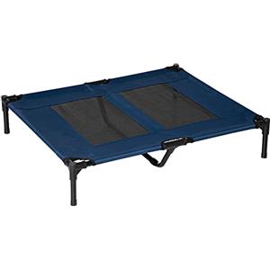 PawHut Brandina per Cani Rialzato con 600D Tessuto a Rete, Lettino per Cani Grandi da Viaggio con Peso fino a 30 kg, 91.5x76.2x18 cm, Blu