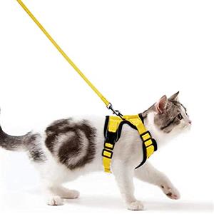Wdmiya Pettorina per Gatti, Pettorina per Cani Taglia Piccola, Imbracatura per Gatti, Pettorina Gatto Antifuga, Collare Luminoso per Cani, Gatti Accessori (XS, Giallo)