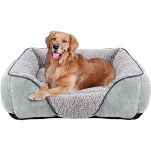 JOEJOY Cuccia per cani di taglia media e grande, lavabile, morbida, antiscivolo, per cani e gatti, grigio chiaro (lunghezza 76 x 61 x 23 cm)