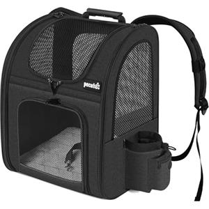 Pecute Zaino per Cani Gatti Trasportino, Zaino Portatile Traspirante con Tasche Frontali con Apertura in Rete, La spaziosità è perfetta per il trasporto di animali domestici,Nero