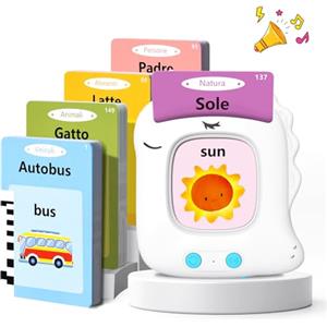 VISATOR Talking Flash Cards Schede Flash Cards Parlanti 224 Parole Unicorno Flash Cards Bambini 3+ Anni Giocattoli Educativi per Bambini Autismo e Logopedia Giochi Montessori Regali di Compleanno(Bianco)