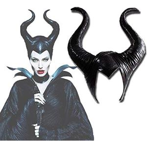 Tibroni Halloween Corna da Malefica in Lattice Colore Nero, Halloween Cosplay Maleficent Corno, Evil Queen Costume Cosplay Copricapo, Unisex Taglia Unica