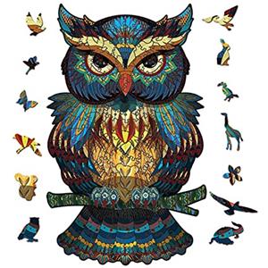 OSDUE 3D Puzzle in Legno, 100 Pezzi Gufo Puzzle Animale per Adulti e Bambini, 3D Puzzle a Forma di Animale per Collezione di Giochi per Famiglie