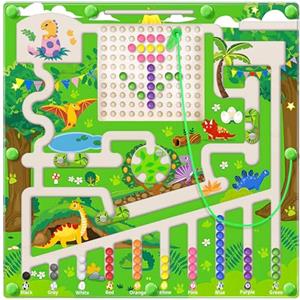 Tenuiskft 2 in 1 Labirinto Magnetico di Colori e Numeri Tavola di Attività in Legno per Bambini in età Prescolare, Educativo per Lo Sviluppo Delle Capacità Motorie Fini, Giocattoli Montessori per Bambini di 3-8