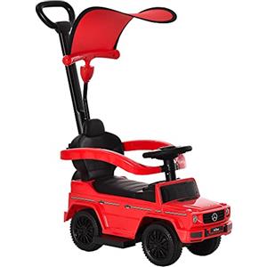 HOMCOM Macchina a Spinta per Bambini 12-36 Mesi con Licenza Mercedes-Benz G350, Giocattolo Macchina Cavalcabile con Tettuccio e Maniglia di Spinta, 85.5x40.5x95 cm, Rosso