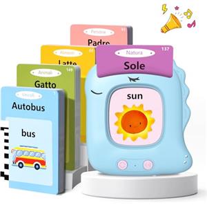 VISATOR Talking Flash Cards Schede Flash Cards Parlanti 224 Parole Unicorno Flash Cards Bambini 3+ Anni Giocattoli Educativi per Bambini Autismo e Logopedia Giochi Montessori Regali di Compleanno(Blu)