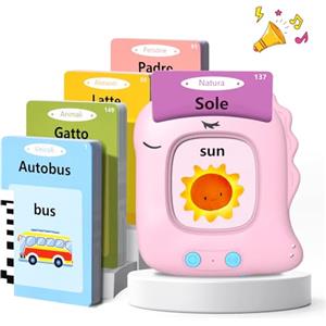 VISATOR Talking Flash Cards Schede Flash Cards Parlanti 224 Parole Unicorno Flash Cards Bambini 3+ Anni Giocattoli Educativi per Bambini Autismo e Logopedia Giochi Montessori Regali di Compleanno(Rosa)