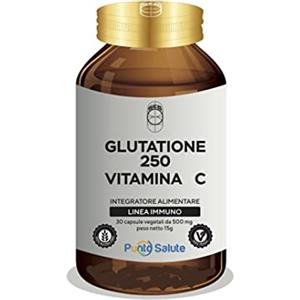 SEB - Glutatione 250 con Vitamina C - Integratore alimentare naturale da 30 capsule da 500 mg - Prodotto in Italia - Senza glutine e 100% Vegan