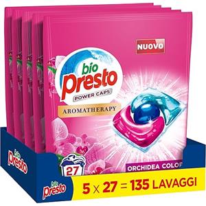 Bio Presto Power Caps Color, Detersivo Lavatrice Predosato In Capsule, Confezione Da 135 Lavaggi