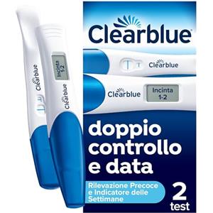 Clearblue Test di gravidanza Rilevazione Precoce Confezione combinata doppio controllo e data, 2 test (1 digitale, 1 visuale)