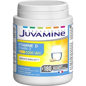 JUVAMINE - VITAMINA D 2000 UI - Immunità - Vitamine B12, C, D3 e Zinco - Dosaggio massimo - Normale funzionamento del sistema immunitario - Ridurre l'affaticamento - 180 capsule - Programma di 6 mesi