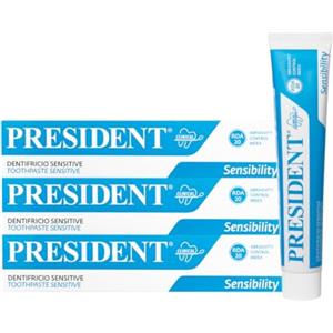 President KIT 3 DENTIFRICIO SENSITIVE per Denti e gengive Sensibili. Delicato, dona rapido sollievo alla sensibilità dentale e protegge le gengive. RDA 20. 3x75ml