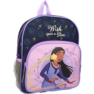Vadobag Disney WISH Asha e Star Shining Upon a Star - Zainetto 2 Scomparti per bambini | Scuola | Asilo - Viola e Nero - dimensioni 29x23x8cm