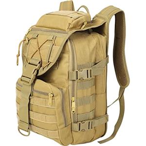 SHANNA Zaino Tattico Militare 35L, Impermeabile Zaini da Hiking, Zaino Assault 3 Giorni da Combattimento Molle per Escursionismo All'aperto Viaggio Campeggio Caccia alla Pesca Trekking, Cachi