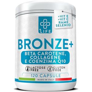 +LIFE Betacarotene Integratore Abbronzatura 120 Capsule PiùLife Con Antiossidanti, Licopene, Acido Ialuronico, Integratore Melanina Pelle Stimolatore Abbronzatura Naturale E Duratura, Integratore Sole