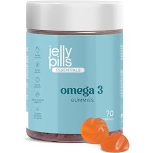 Jelly Pills® Gummies concentrate di Omega 3 (DHA + BCAA) e vitamine del gruppo B - 70 Gummies vegane al gusto di arancia - Senza zuccheri aggiunti - Per bambini e adulti