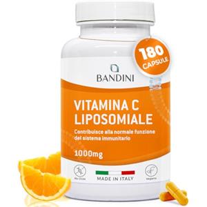 Bandini® Vitamina C Liposomiale 1000mg, 3 mesi, Vegana | Vitamine 100% Vegan ad Alto dosaggio | Sistema Immunitario, Ossa, Cartilagini, Pelle, Denti, Stanchezza | Vit Pura Acido Ascorbico 180 cps