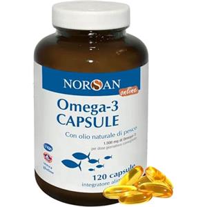 NORSAN Olio di pesce Omega 3 Capsule 1x120 pz I 1.500 mg Fish Oil Omega 3 Ifos Senza ritorno di gusto I Omega tre capsule facili da deglutire I Integratore omega 3 naturale da pesca sostenibile