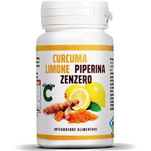 Natural Sprint Curcuma Piperina e Vitamina C plus Limone e Zenzero. Dose Forte di Curcuma 5000 mg e Vitamina C + Piperina + Zenzero 130 Compresse Vegane Senza Zuccheri e senza Glutine, Made in Italy