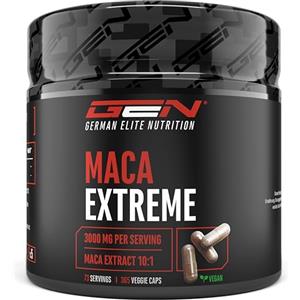GEN GERMAN ELITE NUTRITION Maca Capsules Extreme - 365 capsule - Dosaggio elevato con 30.000 mg per dose giornaliera - Estratto speciale 10:1 - Vegan - German Elite Nutrition