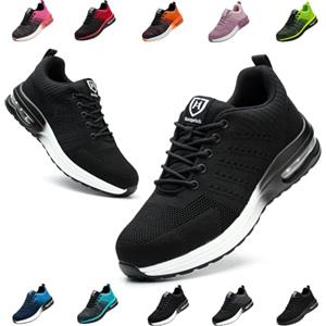 Bawalon Scarpe Antinfortunistiche Uomo Donna Leggere e Comode Scarpe da Lavoro con Punta in Acciaio Sportive Scarpe da Cantiere Antiscivolo Traspiranti Verde EU 40