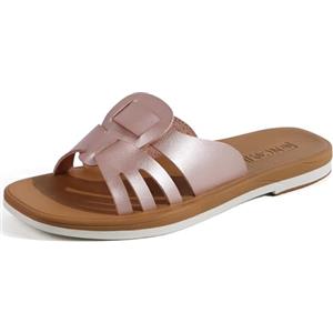 ONCAI Sandali Donna Estive Comode Moda Piatti Eleganti Ciabatte Donne Antiscivolo Gomma Suole Casual Estate 2025 Spiaggia Casa Bianco Perlato Taglia 37