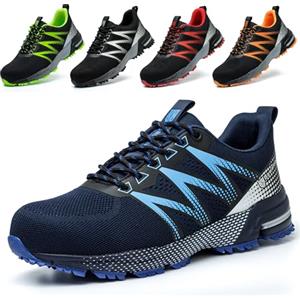 Bawalon Scarpe Antinfortunistiche Uomo Scarpe da Lavoro Donna Leggere con Punta in Acciaio Scarpe Sicurezza Traspiranti Comode Verde 44 EU