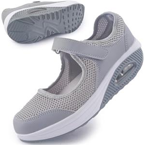 Git-up Scarpe da Passeggio da Donna con Chiusura Leggero Sneakers Infermiere in Mesh Traspirante Scarpe Cuscino d'Aria in Schiuma di Memoria, Maglia-Rosso 38