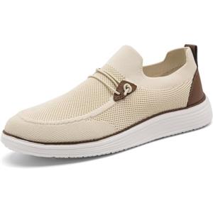 VGPSFN Mocassini da Uomo Pantofole Piatte Slip on Mocassino Pantofole Scarpe da Barca Scarpe da Passeggio Scarpe da Completo Comode Traspiranti Leggere Fitness Sneakers Beige EU 40
