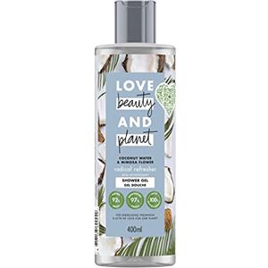 Love Beauty And Planet Love Beauty & Planet - Gel doccia da donna, vegano, pioggia rinfrescante, acqua di cocco e fiori di mimosa, ingredienti di origine naturale, tutti i tipi di pelle certificata vegana 400 ml