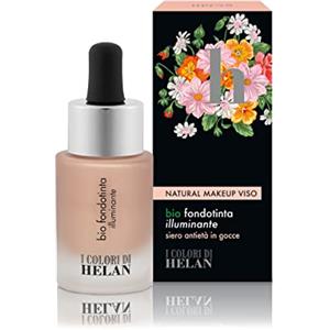 Helan, Bio Fondotinta Illuminante, Effetto glowing, texture iperfluida e leggera, adatto a qualsiasi tipo di pelle, colore Dark