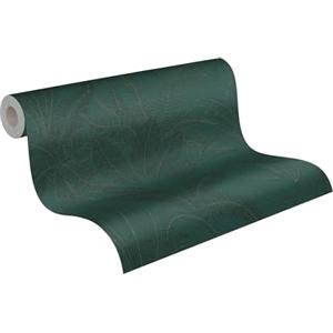 Livingwalls Carta da parati 396543 con foglie di palma in verde - Carta da parati floreale di alta qualità con struttura fine ed effetto metallico in argento - 10,05m x 0,53m - Made in Germany