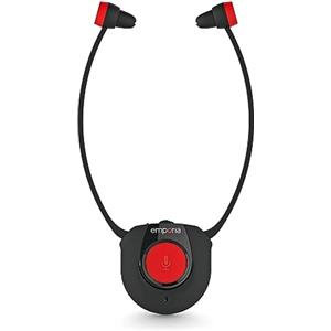 Emporia Cuffie radio per TV, senza fili, con stazione di ricarica, ideali per anziani, comode e semplici, facili da usare, compatibili con tutti i televisori, nero e rosso