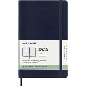 Moleskine - Agenda Settimanale 18-Mesi, Agenda Settimanale 2022/2023, Agenda Settimanale con Copertina Morbida e Chiusura Elastica, Formato Large 13 x 21 cm, Colore Blu Zaffiro