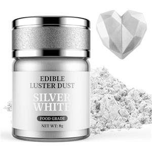 Waysroma Glitter Commestibili Bianco Argenteo, Waysroma Glitter Commestibili per Torte Glitter Commestibili per Drink Colorante Alimentare in Polvere per per Fondente, Cioccolato, Pasqua Biscotti(8g)