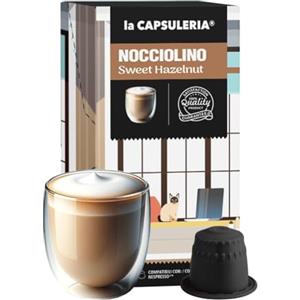 La Capsuleria NOCCIOLINO (80 Capsule) compatibili con Nespresso, 8 box da 10 capsule, deliziosa bevanda cremosa al gusto di nocciola, ideale per una pausa avvolgente e golosa, senza glutine (La Capsuleria)