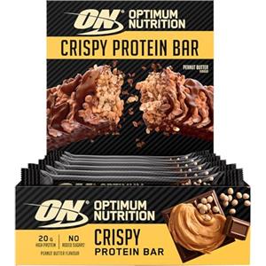Optimum Nutrition Crispy Protein Bar Barretta Proteica Cioccolato Cereali e Burro di Arachidi Snack ad Alto Contenuto di Proteine - 10 Barrette da 65g