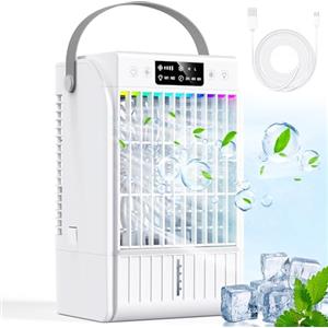 oumebiu Condizionatore Portatile, Raffreddatore d'aria 1500ML, 4 IN 1 Climatizzatore Portatile, 4 Velocità, 2 Modalità Nebbia, Mini Condizionatore Portatile Senza Tubo per Casa e Ufficio