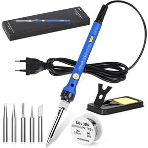 Wiecok Saldatore a Stagno, Wiecok 60 W Saldatore di Precisione Professionale con Temperatura Regolabile 200~480 ℃, Interruttore ON/OFF, 5 Punte per Saldatore, Saldatore Kit per Piccole Riparazioni,Saldatura