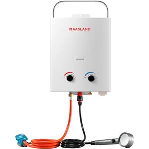 GASLAND AS132 - Scaldabagno a gas, 5 l/min, senza serbatoio, 30/37 mbar, caldaia istantanea a GPL con manico, per camper, campeggio, doccia, lavaggio cavallo