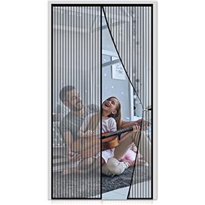 FORTRY Zanzariera Magnetica per Porte 90 x 210cm, Tenda Zanzariera Magnetica, Chiusura Automatica Magnetica, per Porta del Balcone/Soggiorno/Terrazza, Facile installazione senza perforazione(Nero)